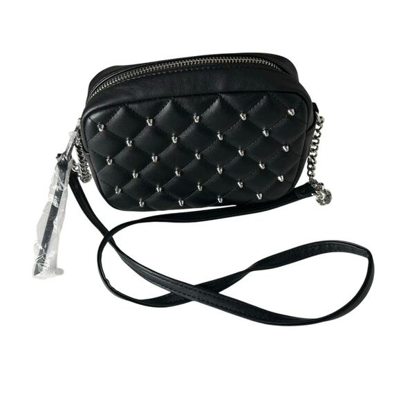 Rebecca Minkoff Diamond Quilt Studded Top Zip Crossbody Bag Black - Picture 3 of 5